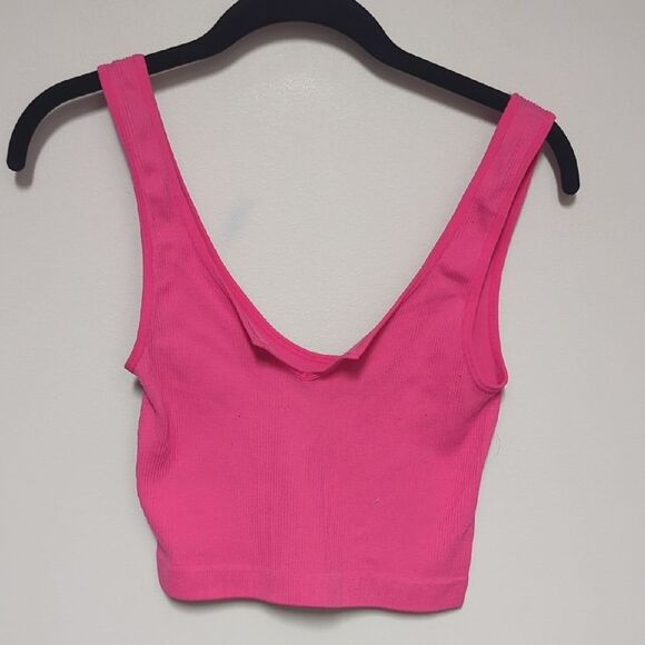 Hot Pink Cropped Sleeveless Tank Top - Picture 1 of 3
